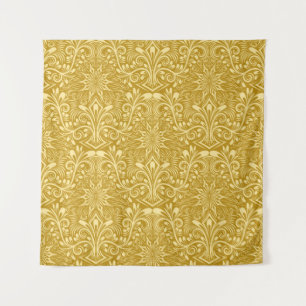 Damask seamless pattern repeating background. Gold Tapestry