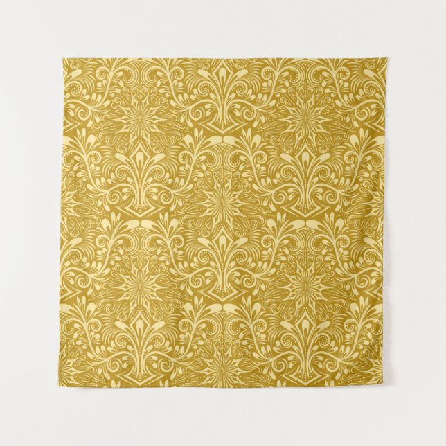 Damask seamless pattern repeating background. Gold Tapestry (Front)