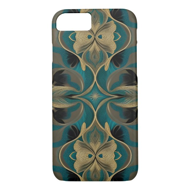  Damask Seamless Repetitive Pattern Flowers Teal Case-Mate iPhone Case (Back)