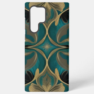 Damask Seamless Repetitive Pattern Flowers Teal Samsung Galaxy Case