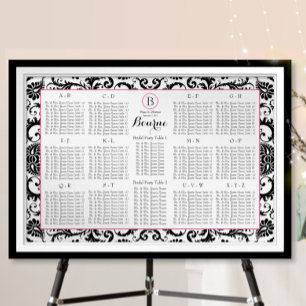 Damask Seating Chart Table Numbers - Alphabetical