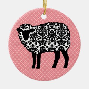 Damask Sheep Ceramic Tree Decoration