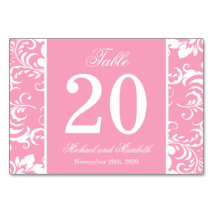 Damask Sides Table Numbers (Pink / White)