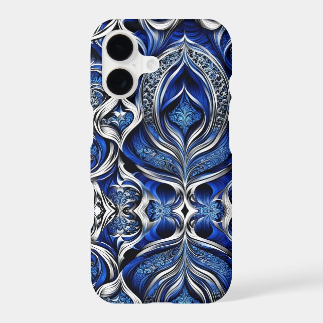Damask Silver Blue Black Abstract (Back)