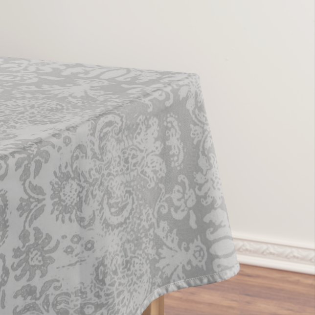 Damask Silver Grey Classic Multi-Size Tablecloth (In Situ)