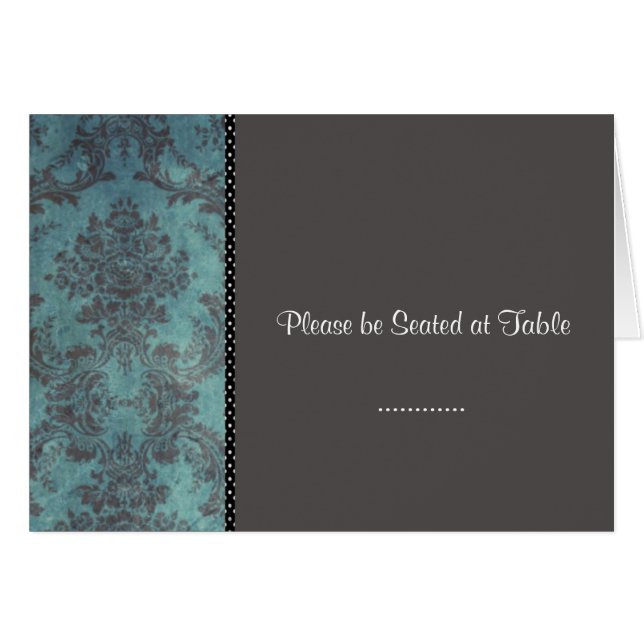 damask silver; place card (Front Horizontal)