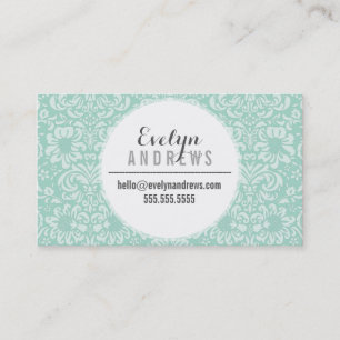 DAMASK SIMPLE SPOT pattern cool mint green Business Card
