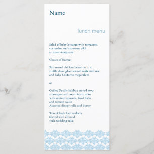 Damask Simplicity Light Blue Event Menu 2