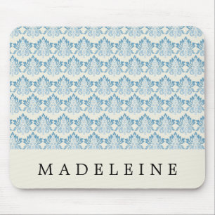 Damask Soft Blue Mouse Mat