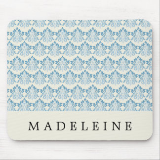 Damask Soft Blue Mouse Mat