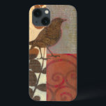 Damask Sparrow iPhone 13 Case<br><div class="desc">This contemporary fine art print of a brown sparrow and other collage-inspired details will add character to any living room or dining room. The image includes a red and brown colour theme. Get this beautiful and unique art print by artist Norman Wyatt today.</div>