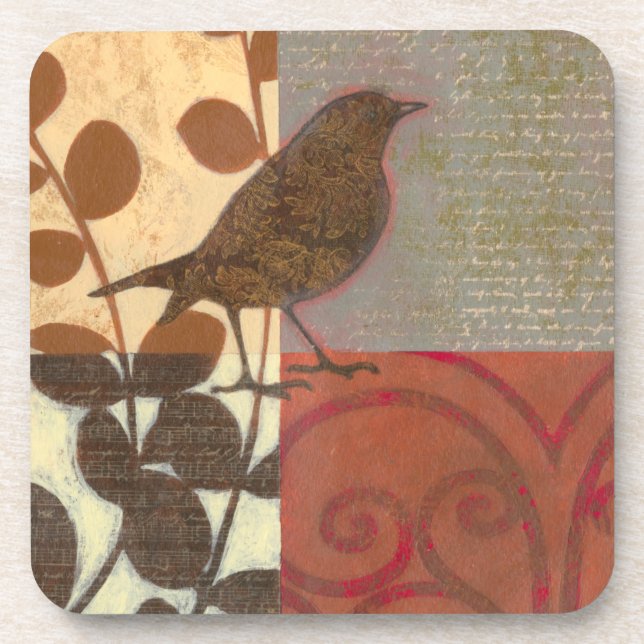 Damask Sparrow Coaster (Front)