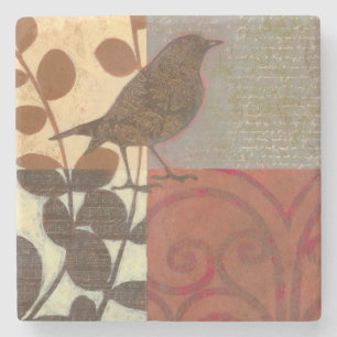 Damask Sparrow Stone Coaster
