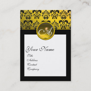 DAMASK SQUARE MONOGRAM,yellow topaz Business Card