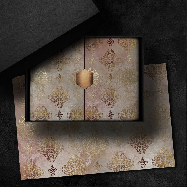 Damask Steampunk | Vintage Golden Ornamental Tissue Paper (Creator Uploaded)