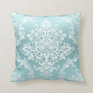Damask Style, Light Blue Cushion