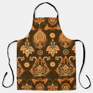 Damask style seamless floral pattern apron