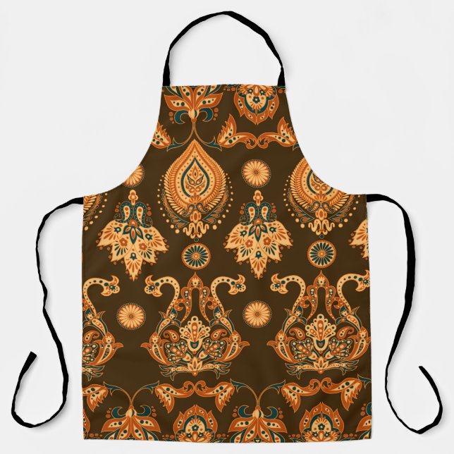 Damask style seamless floral pattern apron (Front)