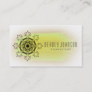 Damask Swirl Watercolor Vintage Lime Plain Business Card