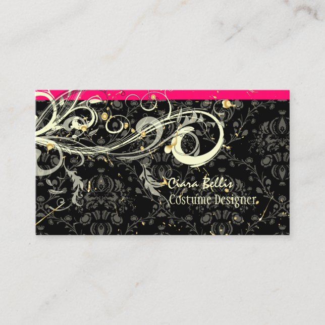 Damask + swirls Costume Designer Business Card (Front)