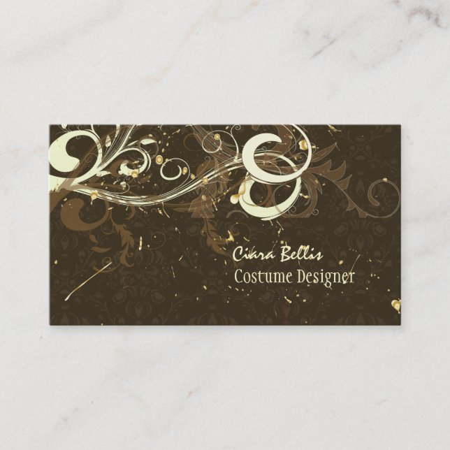 Damask + swirls Costume Designer Business Card (Front)