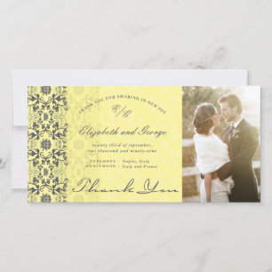 Damask Swirls Lace Butter Thank You Photo Card
