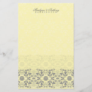 Damask Swirls Lace Butter Thank You Stationery