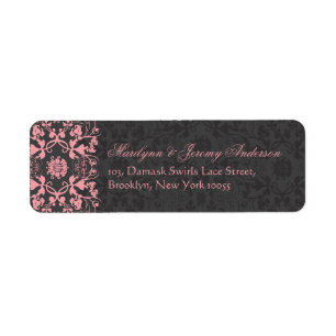 Damask Swirls Lace Charcoal Custom Label