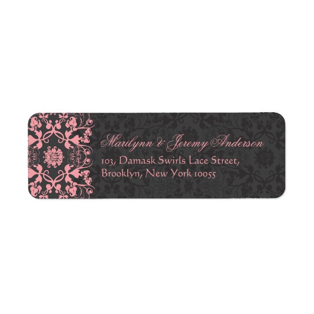 Damask Swirls Lace Charcoal Custom Label (Front)