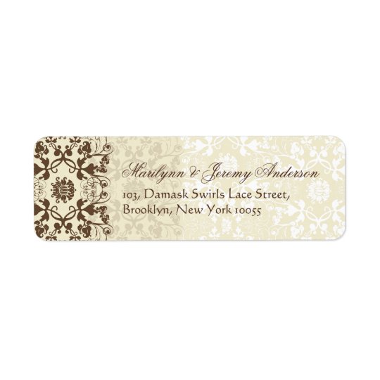Damask Swirls Lace Coffee Custom Label Return Address Label
