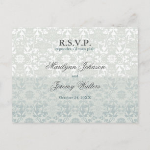 Damask Swirls Lace Dream RSVP Wedding Postcard