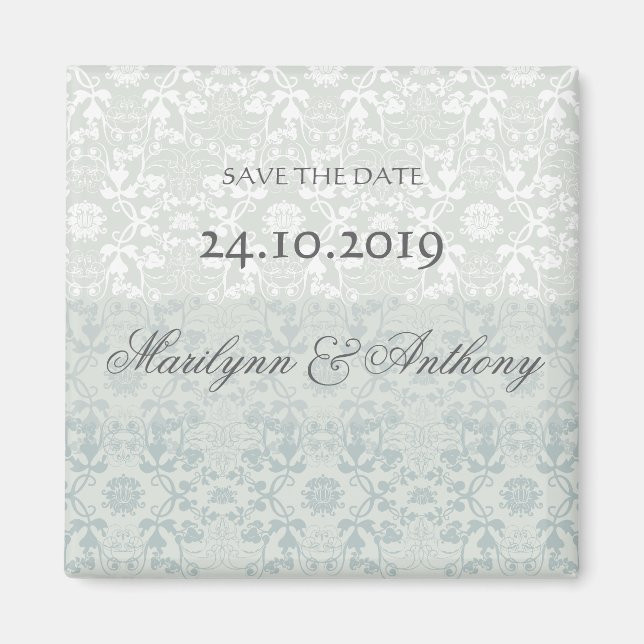 Damask Swirls Lace Dream Save The Date Magnet (Front)