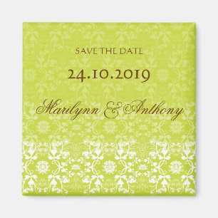 Damask Swirls Lace Lime Save The Date Magnet