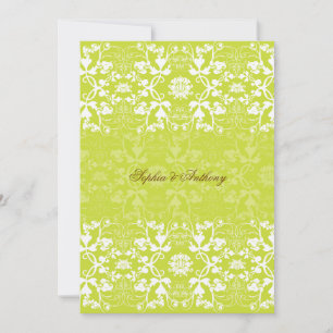 Damask Swirls Lace Lime Wedding Invitation 2