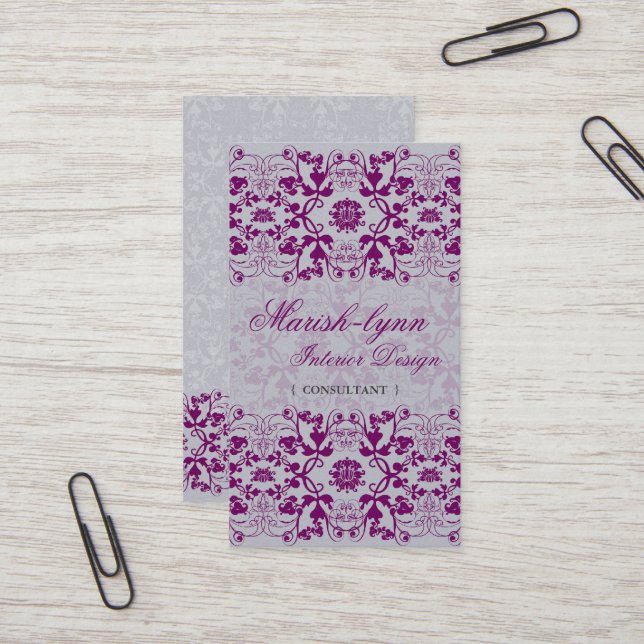 Damask Swirls Lace Orchid Custom Profile Card (Front/Back In Situ)