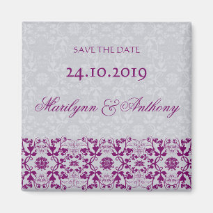 Damask Swirls Lace Orchid Save The Date Magnet