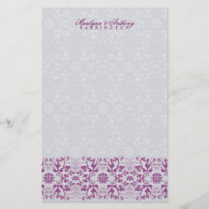 Damask Swirls Lace Orchid Thank You Stationery