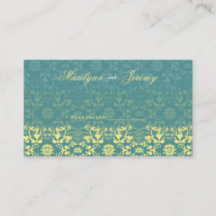 Damask Swirls Lace Peacock Custom Table/Place Card