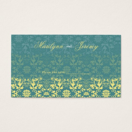 Damask Swirls Lace Peacock Custom Table/Place Card