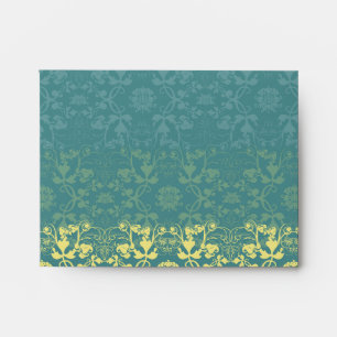 Damask Swirls Lace Peacock Custom Wedding Envelope