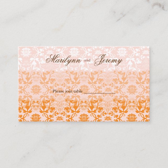 Damask Swirls Lace Sorbet Custom Table /Place Card (Front)