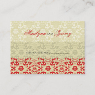Damask Swirls Lace Spice Custom Escort Place Card