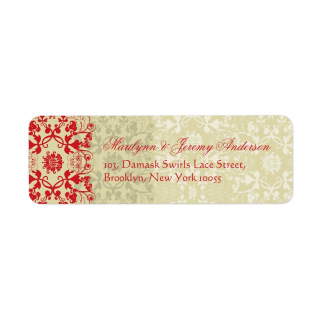 Damask Swirls Lace Spice Custom Label (Front)