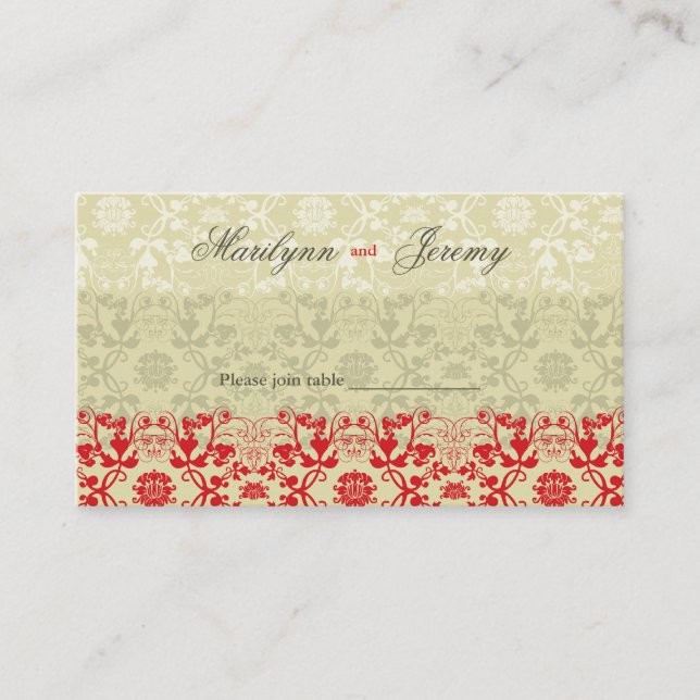 Damask Swirls Lace Spice Custom Table / Place Card (Front)