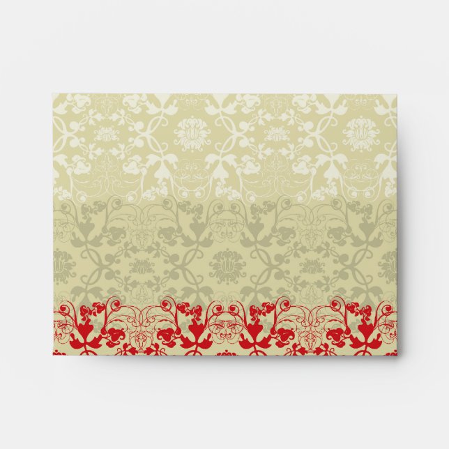 Damask Swirls Lace Spice Custom Wedding Envelope (Front)