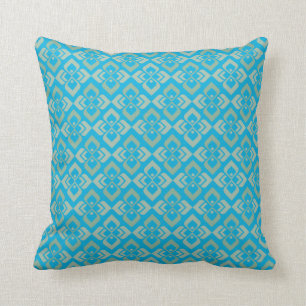 Damask teal golden toned pillow