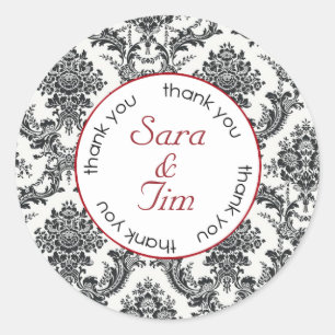 Damask Thank You (#LABL026) Classic Round Sticker