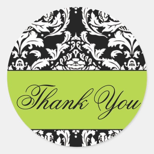 Damask Thank You Sticker (Front)