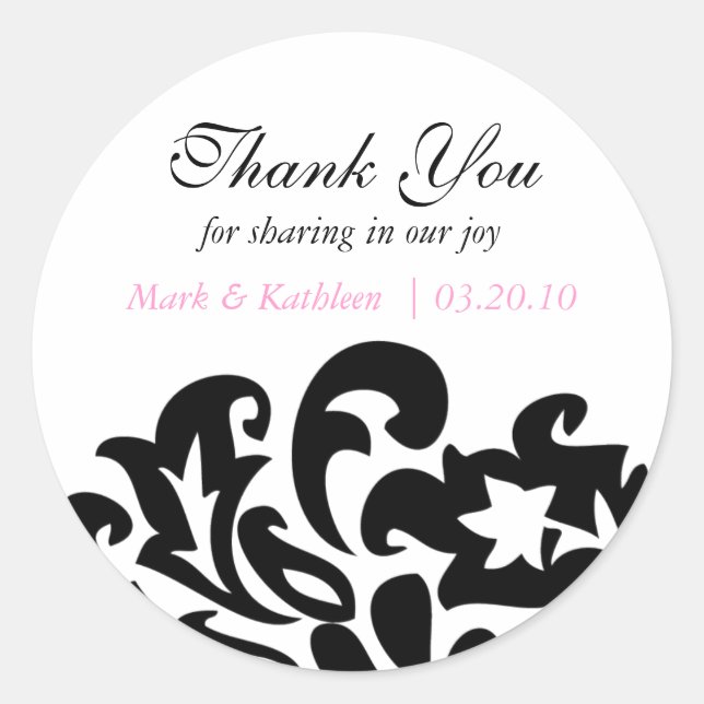 damask thank you sticker (Front)