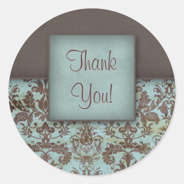 Damask Thank You Stickers (Front)